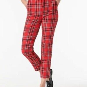 Jcrew Cameron Pant Red Tartan Plaid  Sz. 6